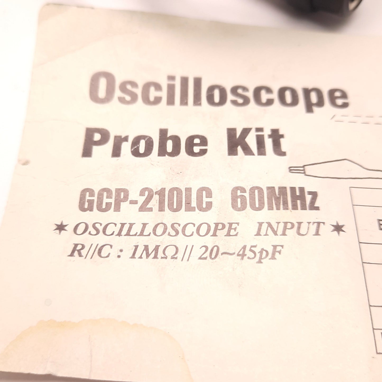 Used Tenma GCP-210LC Oscilloscope Probe 600v DC Max, 3 to 60 MHz Bandwidth, 1/10, 1/1