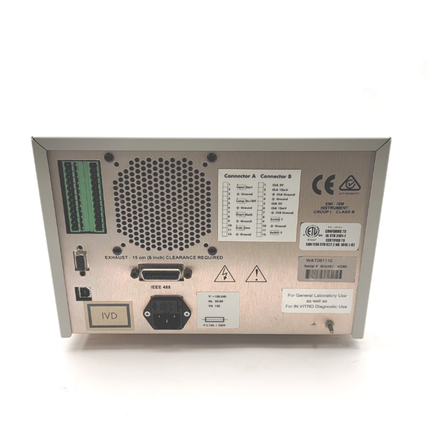 Used Waters 2487 Dual Wavelength UV/Vis Absorbance Detector 100-240VAC, IEEE 488