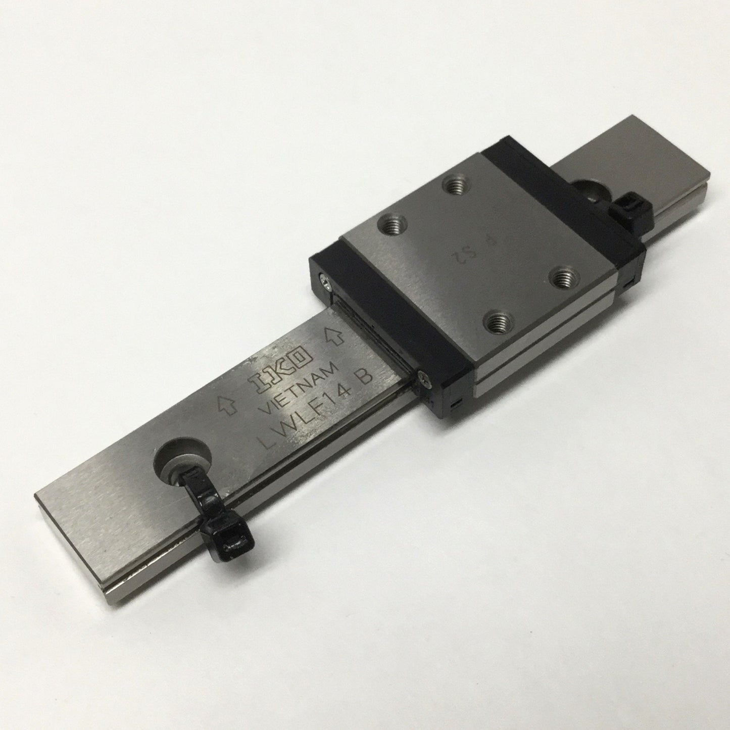 Used IKO LWLF14-B Linear Ball Slide Bearing Carriage 14mm Wide, w/ 90mm Guide Rail