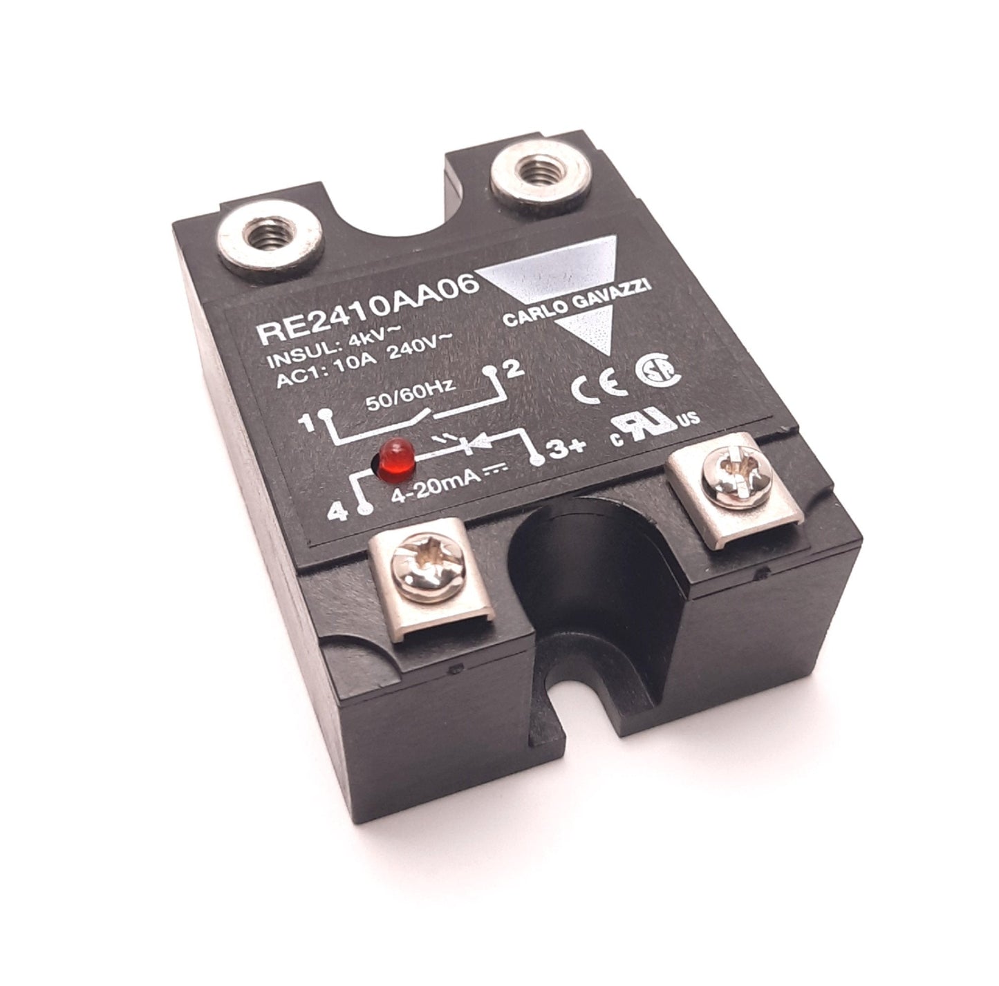 Used Carlo Gavazzi RE2410AA06 Solid State Relay 10A 240v Ac 1 Phase, 4-20mA, SPST-NO