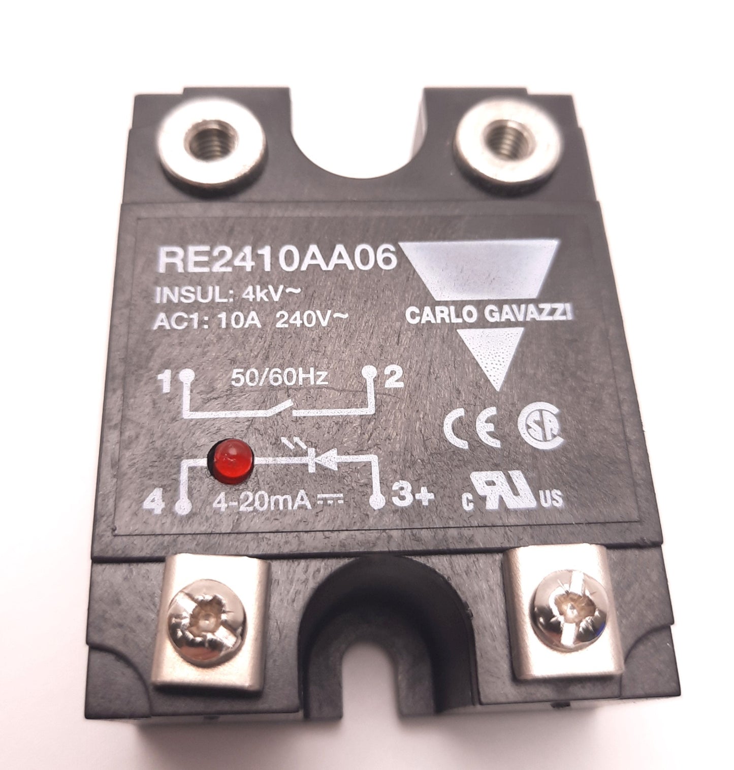 Used Carlo Gavazzi RE2410AA06 Solid State Relay 10A 240v Ac 1 Phase, 4-20mA, SPST-NO