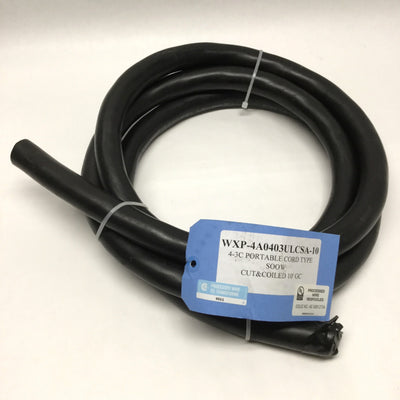 New – Open box TF Cable Flextreme 4/3 Portable Service Cord SOOW 600V 4AWG x 3 Conductor, 10ft