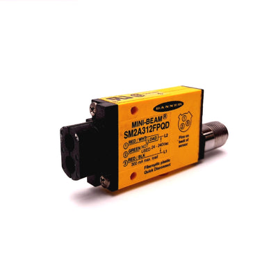 Used Banner SM2A312FPQD Mini Beam Fiber Optic Amplifier 24-240VAC 3 Pin 1/2" Thread