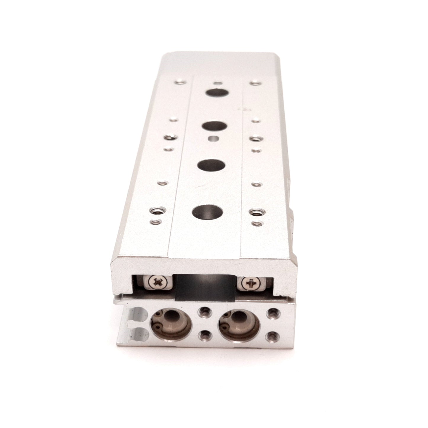 Used SMC MXS8-50F Pneumatic Slide Table, Bore: 8mm, Stroke: 50mm, M5x0.8, 0.15-0.7MPa