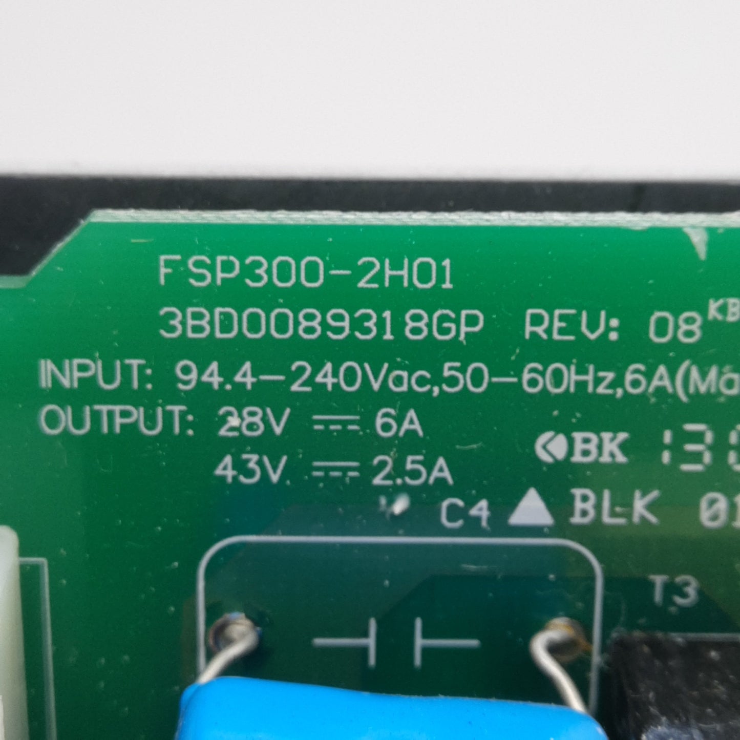 Used Zebra FSP300-2H01 Power Supply For XiIII+ Series, 94.4-240VAC In, 28/43VDC Out