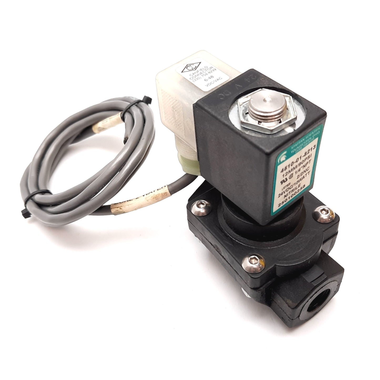 Used Spartan Scientific 4510-01-8213 Solenoid Valve, 2/2, 90psi, 1/4" NPT, 24VDC