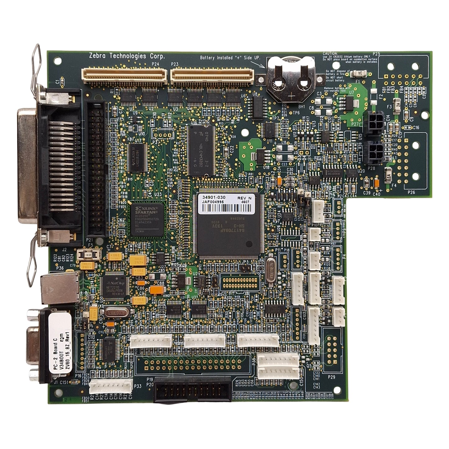 Used Zebra 34901-030 Rev N Main Control Board, USB, Serial, For 170XiIII+ Printer