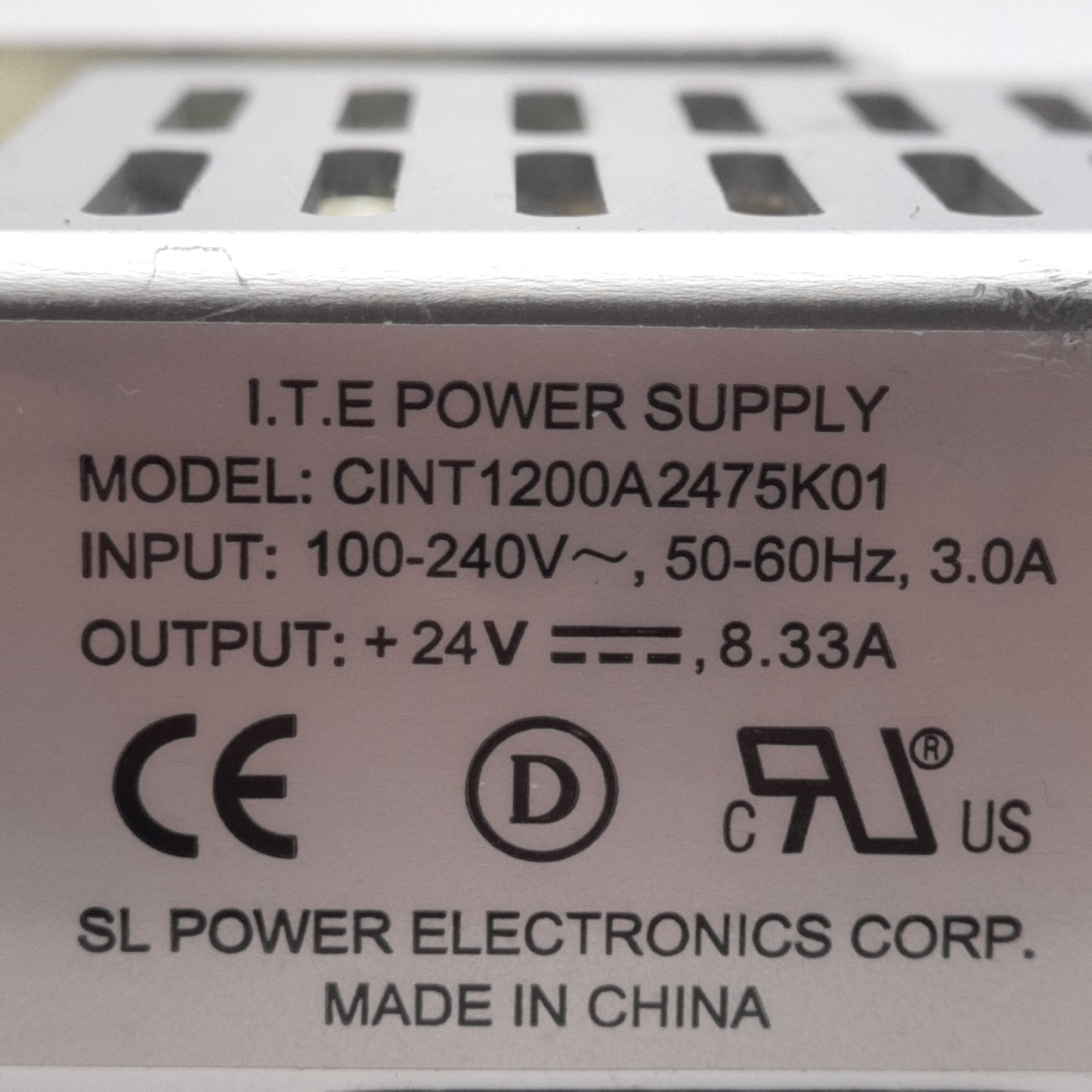 Used SL Condor CINT1200A2475K01 ITE Power Supply 100-240VAC In, 24VDC 8.33A 200W Out