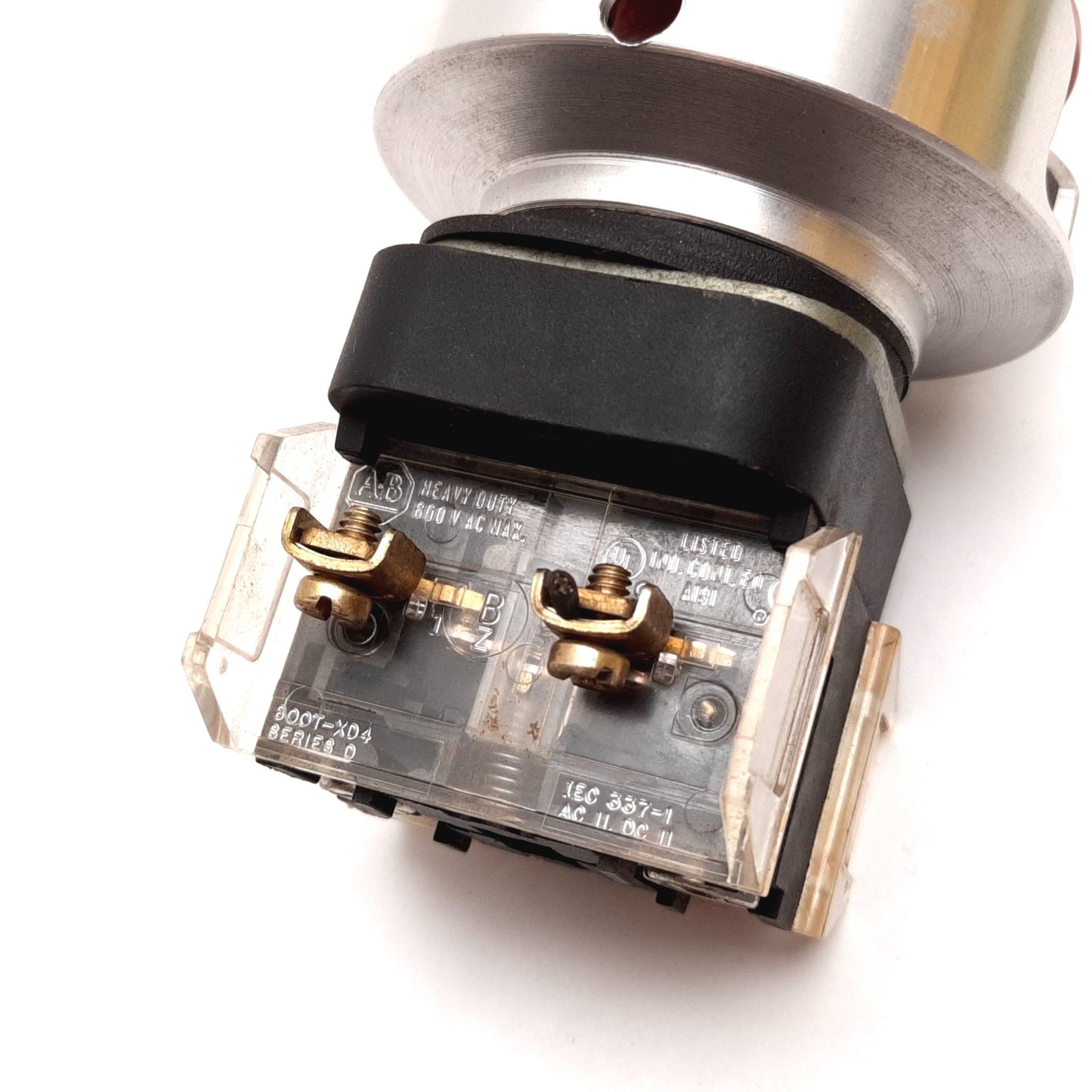 Used Allen Bradley 800T-FX-A5 & 800T-XD4 E-Stop Push Button, N.C. Contact, 600V