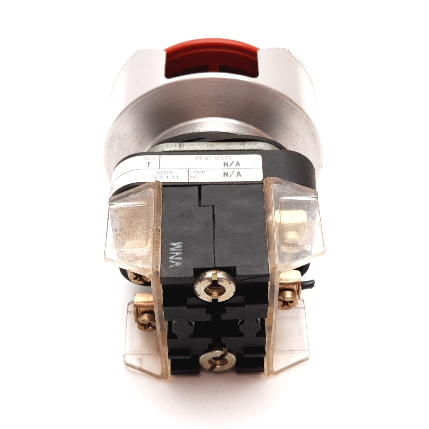 Used Allen Bradley 800T-FX-A5 & 800T-XD4 E-Stop Push Button, N.C. Contact, 600V