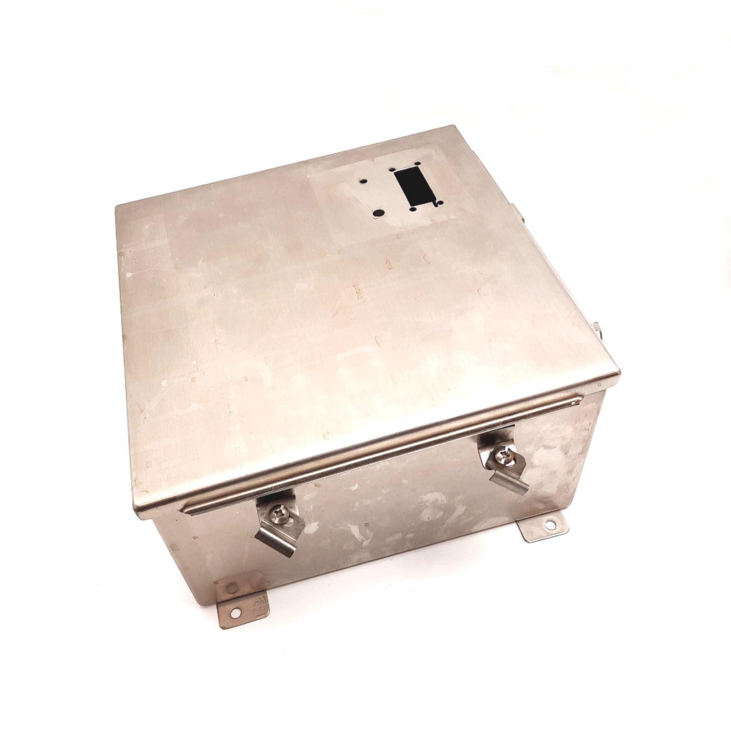 Used Hammond 1414N4PHSSL6 Electrical Enclosure, Stainless Steel, 12"x12"x6", *Holes*