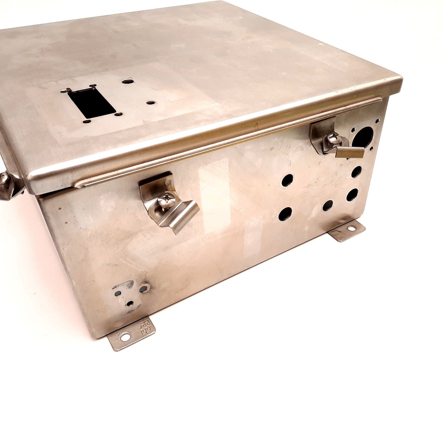 Used Hammond 1414N4PHSSL6 Electrical Enclosure, Stainless Steel, 12"x12"x6", *Holes*