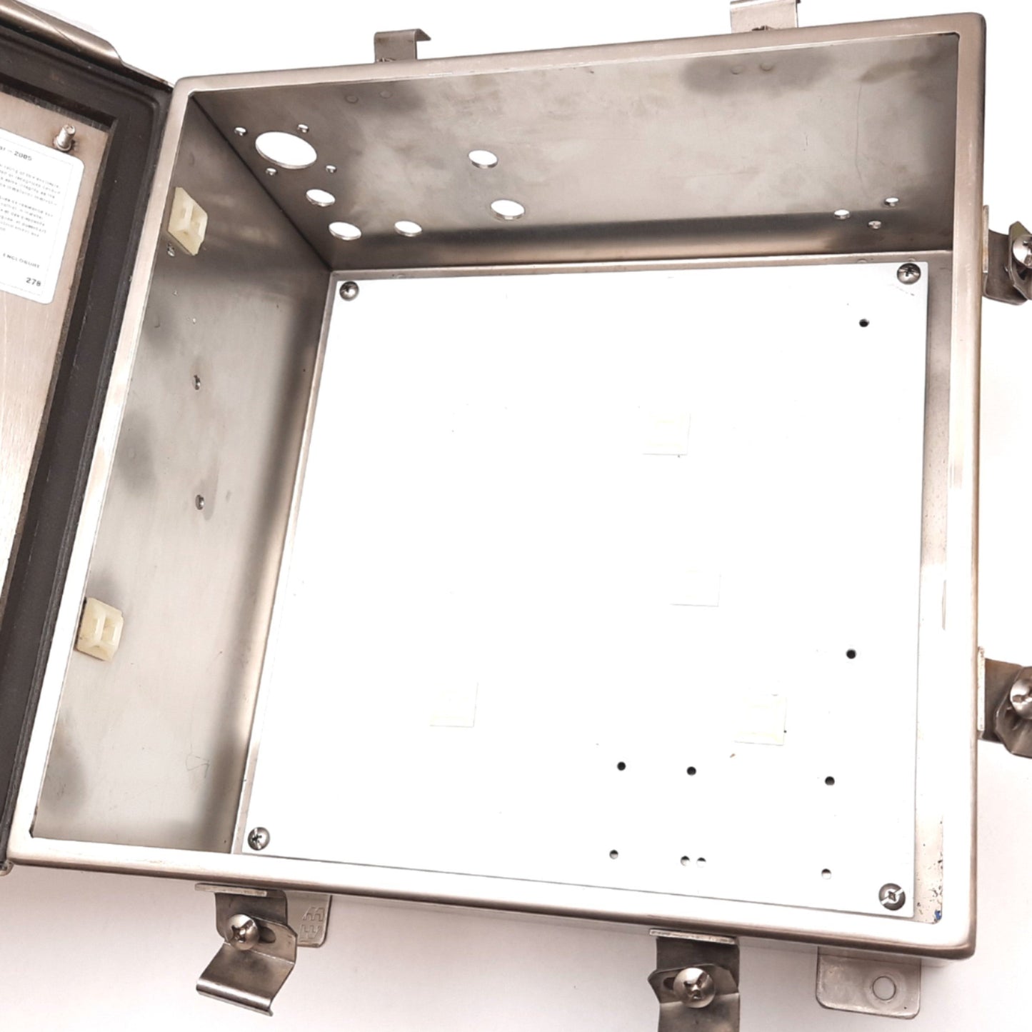 Used Hammond 1414N4PHSSL6 Electrical Enclosure, Stainless Steel, 12"x12"x6", *Holes*