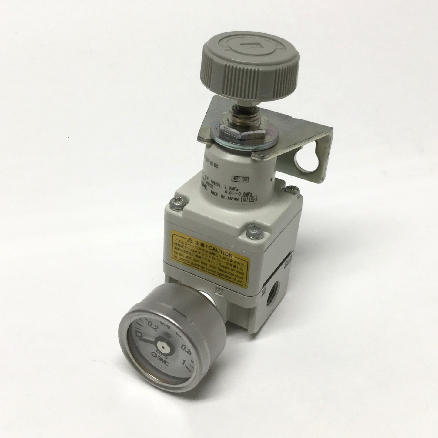 Used SMC IR1020-01BG Precision Regulator, 0.01~0.8MPa Set Pressure, Rc 1/8" w/Gauge
