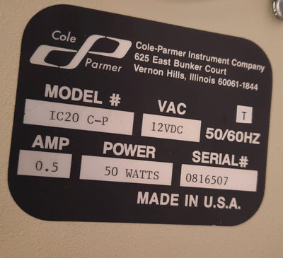Used Cole Parmer IC20-C-P Benchtop Chilling/Heating Block -10 to 100C,4-3/8" x 2-7/8"