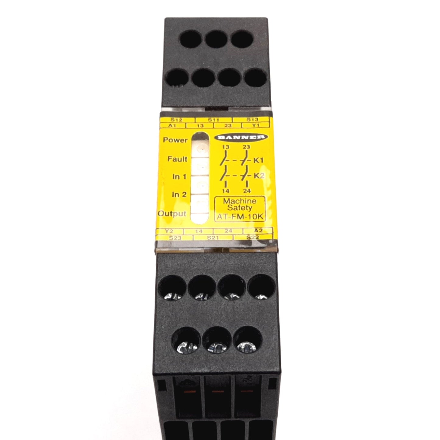 Used Banner AT-FM-10K Safety Relay Duo-Touch Two-Hand Control Module, 2-NO, 24VAC/DC