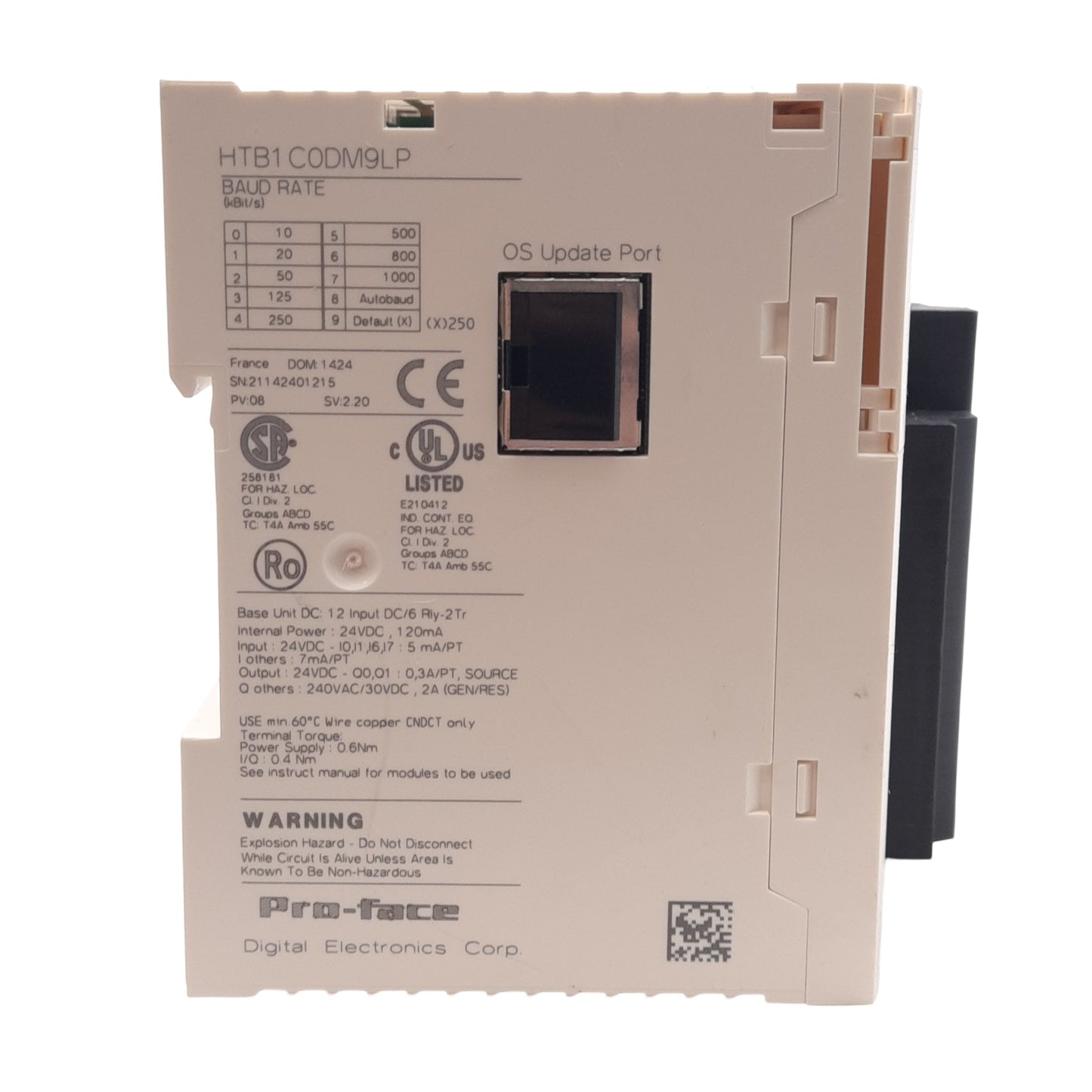 Used Pro-Face HTB1C0DM9LP CANopen Slave Hybrid Terminal Unit, Digital I/O 12 In/8 Out