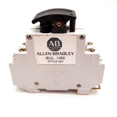 Used Allen Bradley 1492-GHD100 Circuit Breaker, 2-Pole, Rating: 10A 125VAC 65VDC
