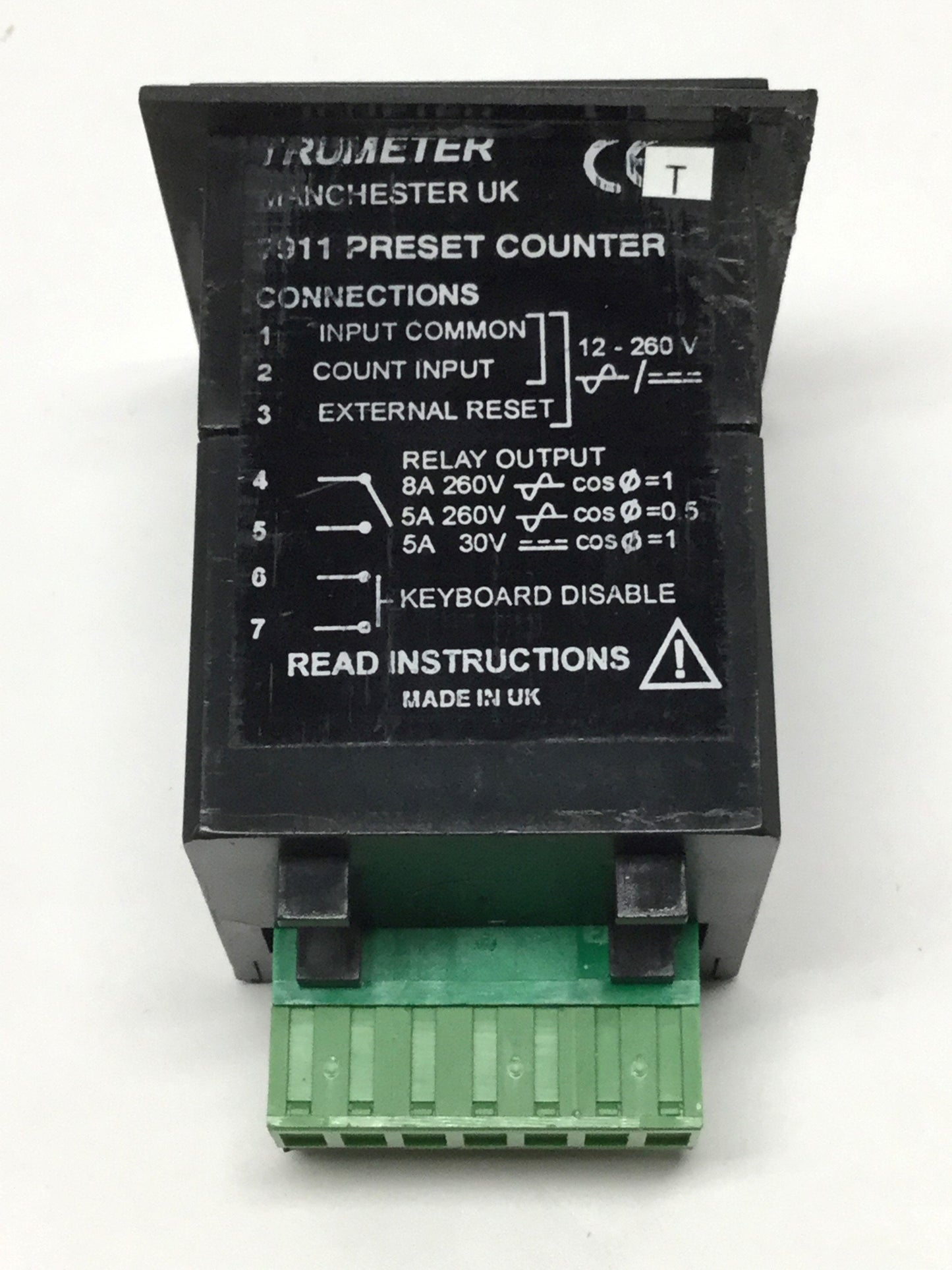 Used Trumeter 7911 6-Digit Totalizing Counter Single-Preset, 12-260V In, Relay Out 8A