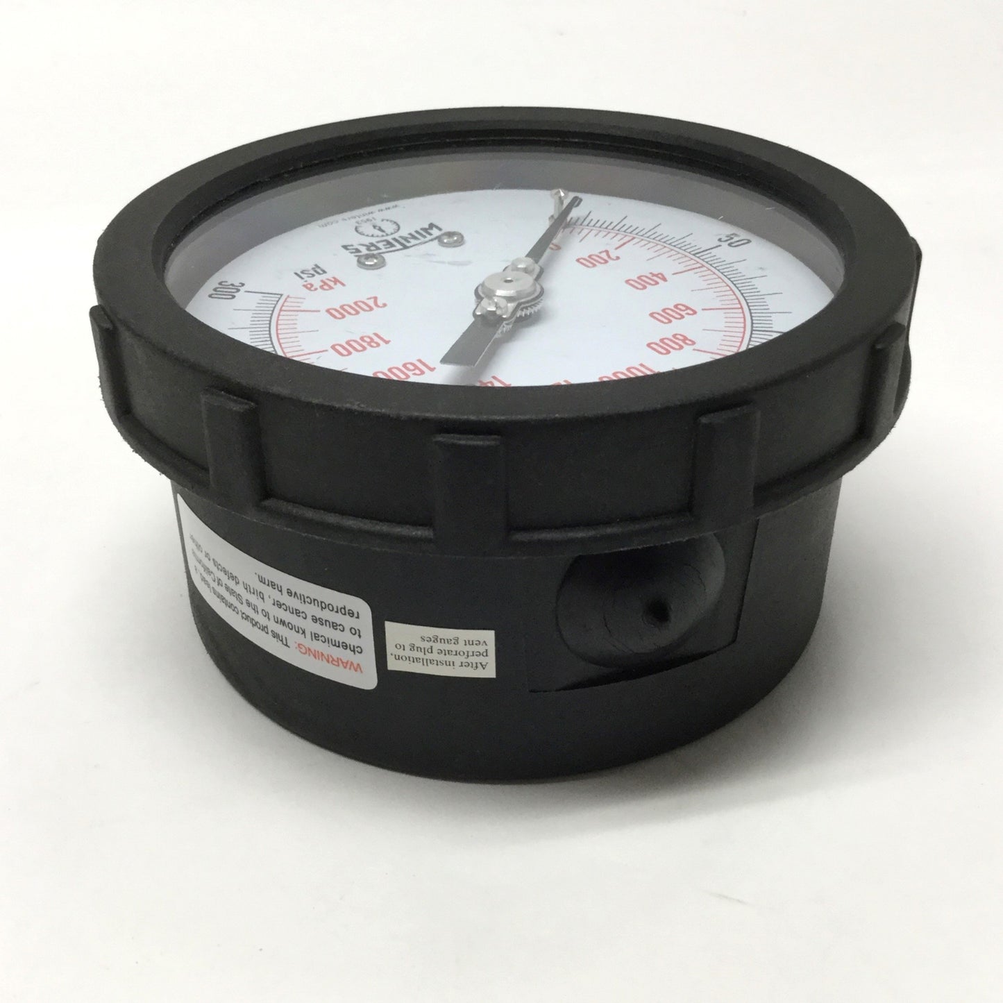 Used Winters PCC607C3Y Industrial Pressure Gauge, 4" Dial, 300psi / 2068kPa, 1/4" NPT
