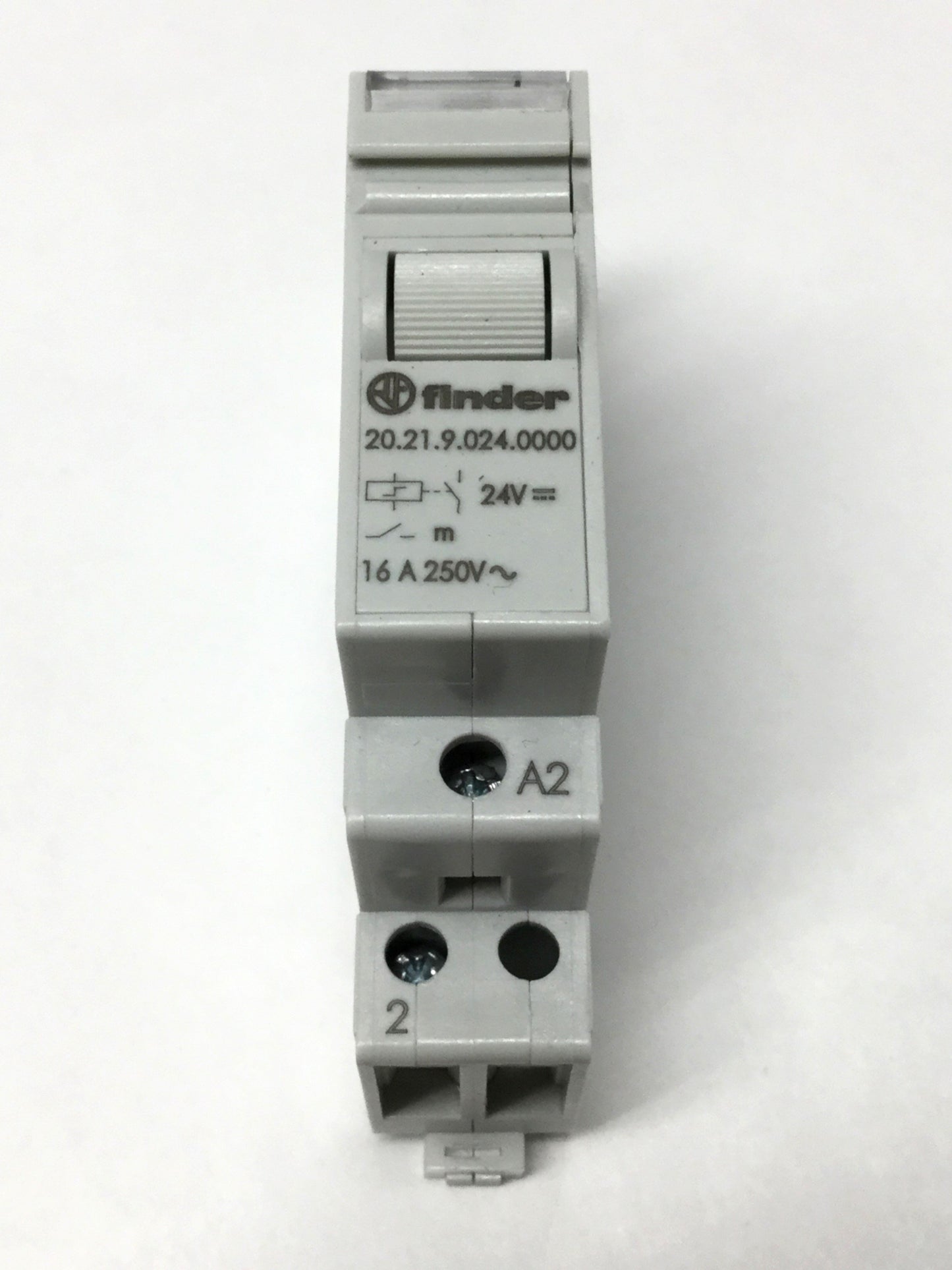 Used Finder 20.21.9.024.0000 DIN Mount Modular Step Relay, 24VDC, SPST-NO, 250VAC 16A