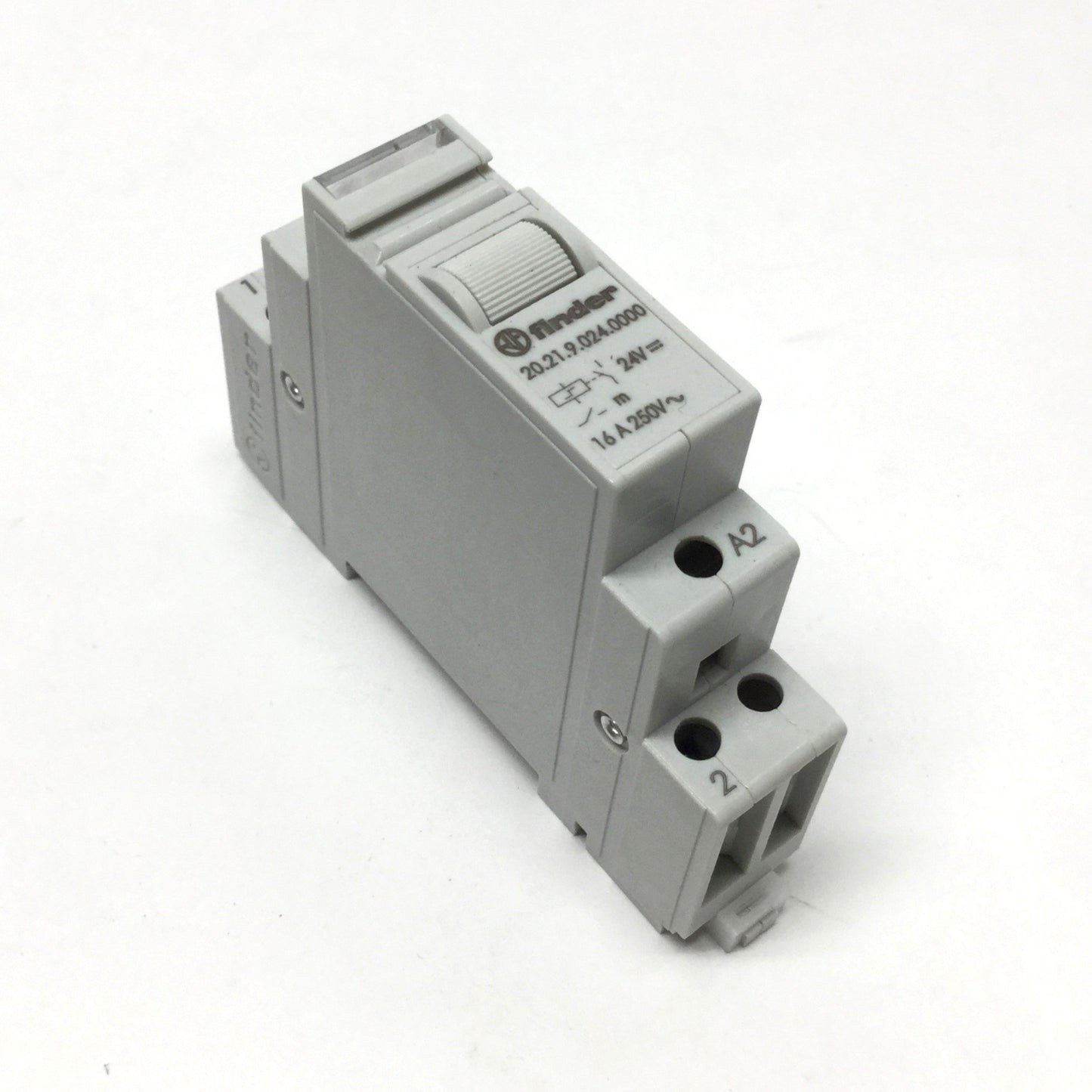 Used Finder 20.21.9.024.0000 DIN Mount Modular Step Relay, 24VDC, SPST-NO, 250VAC 16A