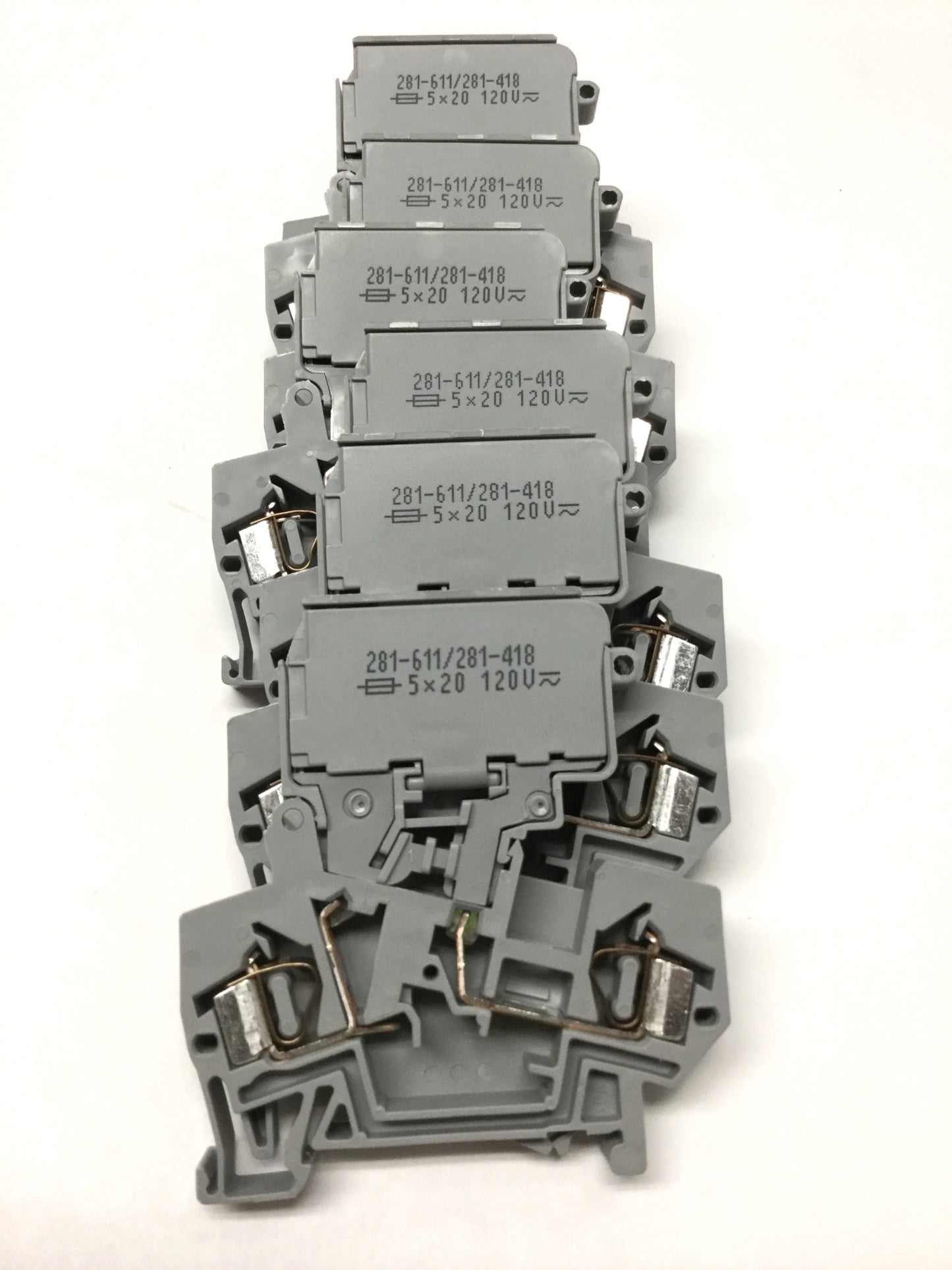 Used Lot of 7 Wago 281-611/281-418 Fuse Holder Terminal Blocks 120V Neon 5x20mm 10A