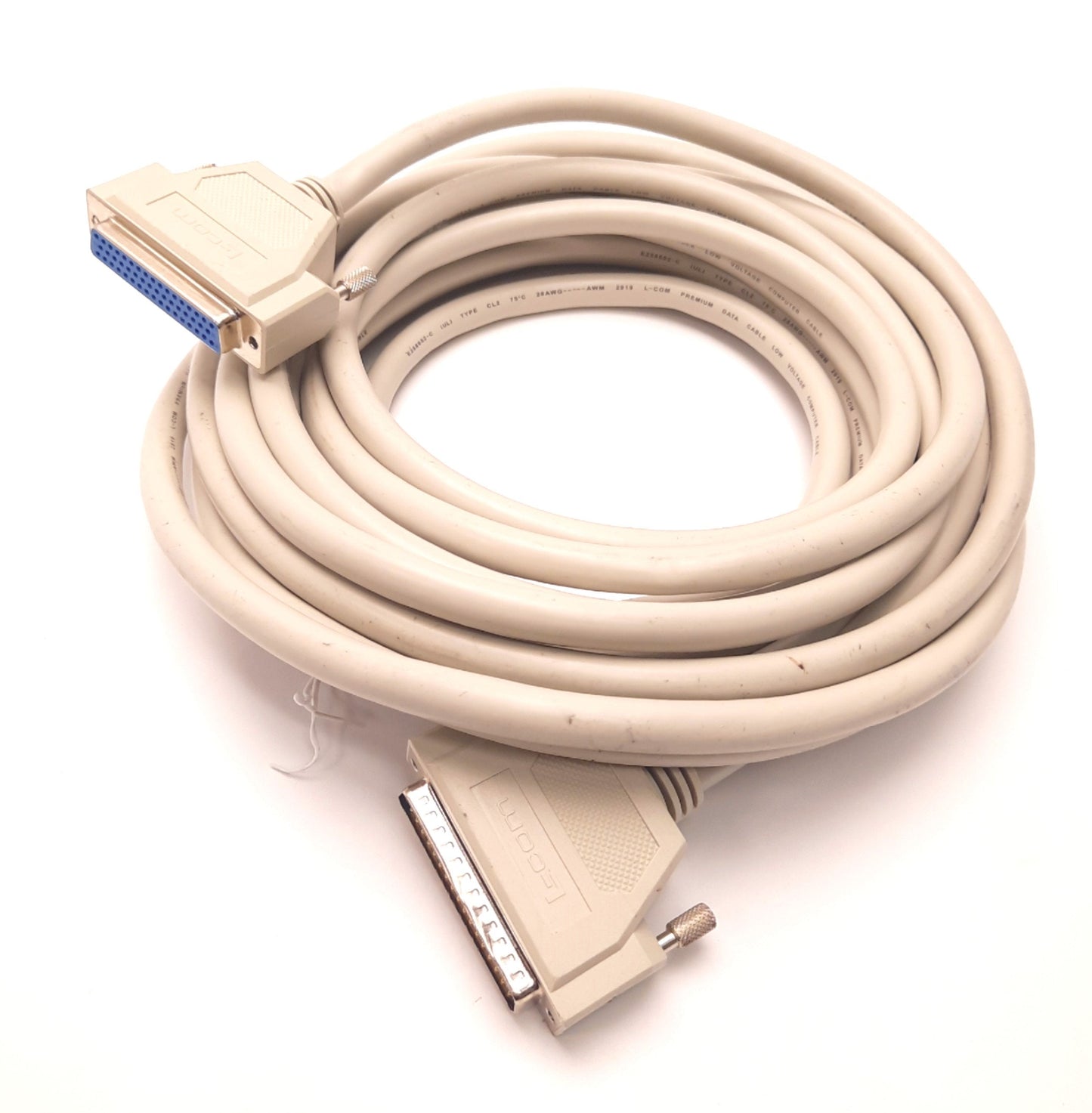 Used L-Com CSMN50MF-25 Deluxe Molded D-Sub Cable DB50 Male to Female 25.0 Feet