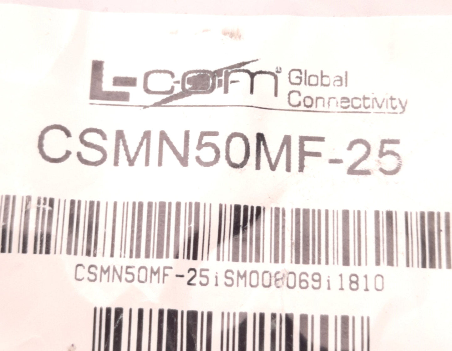 Used L-Com CSMN50MF-25 Deluxe Molded D-Sub Cable DB50 Male to Female 25.0 Feet