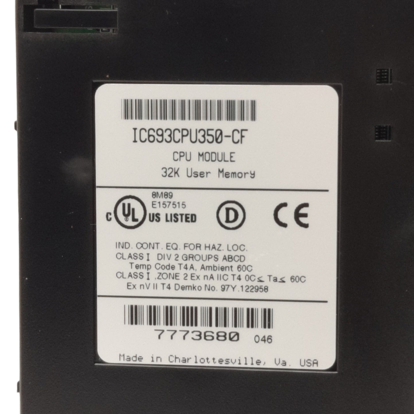 Used GE Fanuc IC693CPU350-CF Series 90-30 PLC CPU Module 32K User Memory