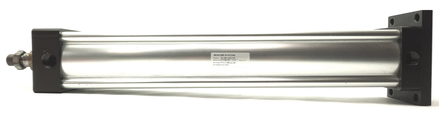 Used Sencorp 30-306-53282-000 Pneumatic Cylinder 18" Stroke 3" Bore 1/2"NPT 250PSI