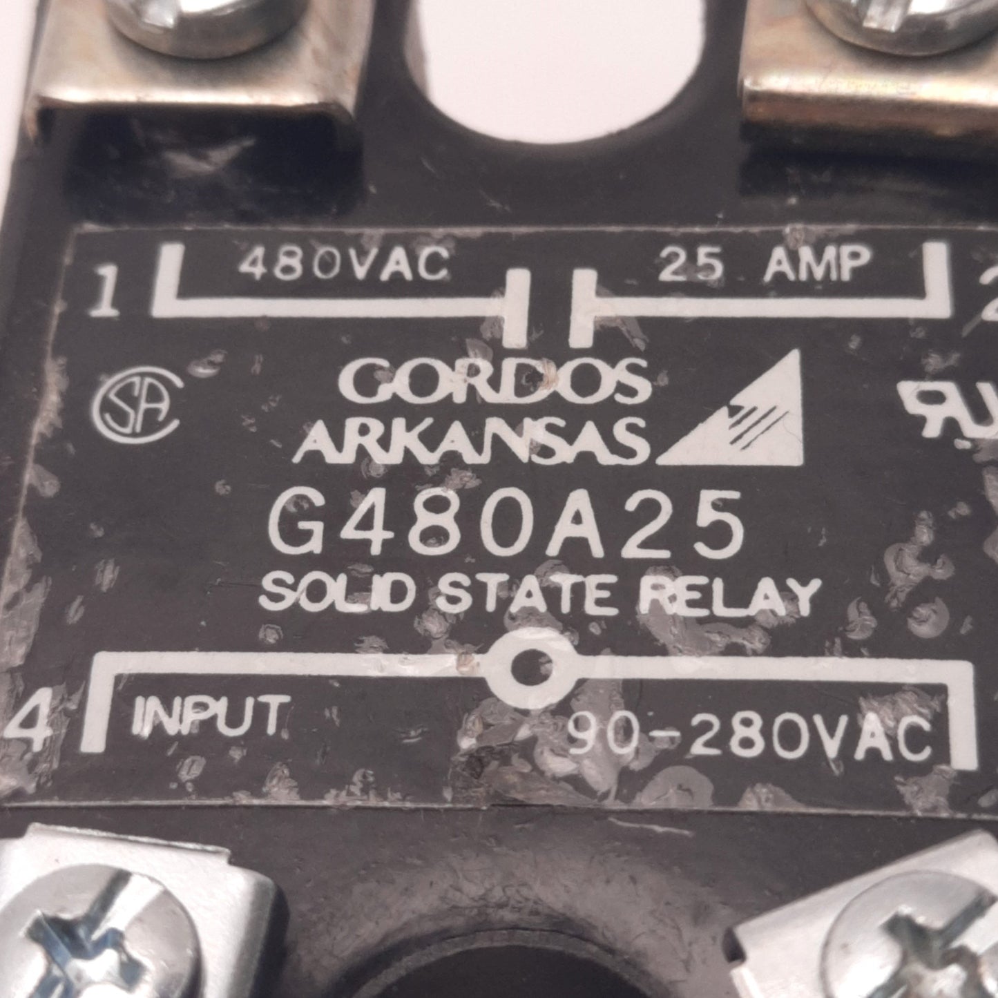 Used Gordos Crouzet G480A25 Solid State Relay 480v AC Load 90-280v AC Control 25Amps
