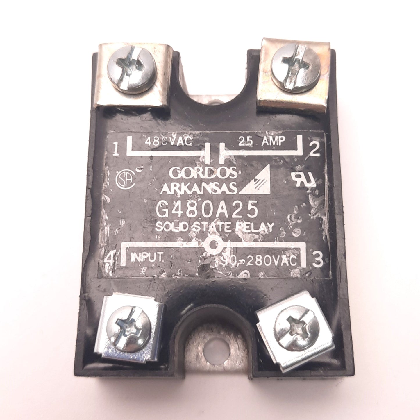 Used Gordos Crouzet G480A25 Solid State Relay 480v AC Load 90-280v AC Control 25Amps