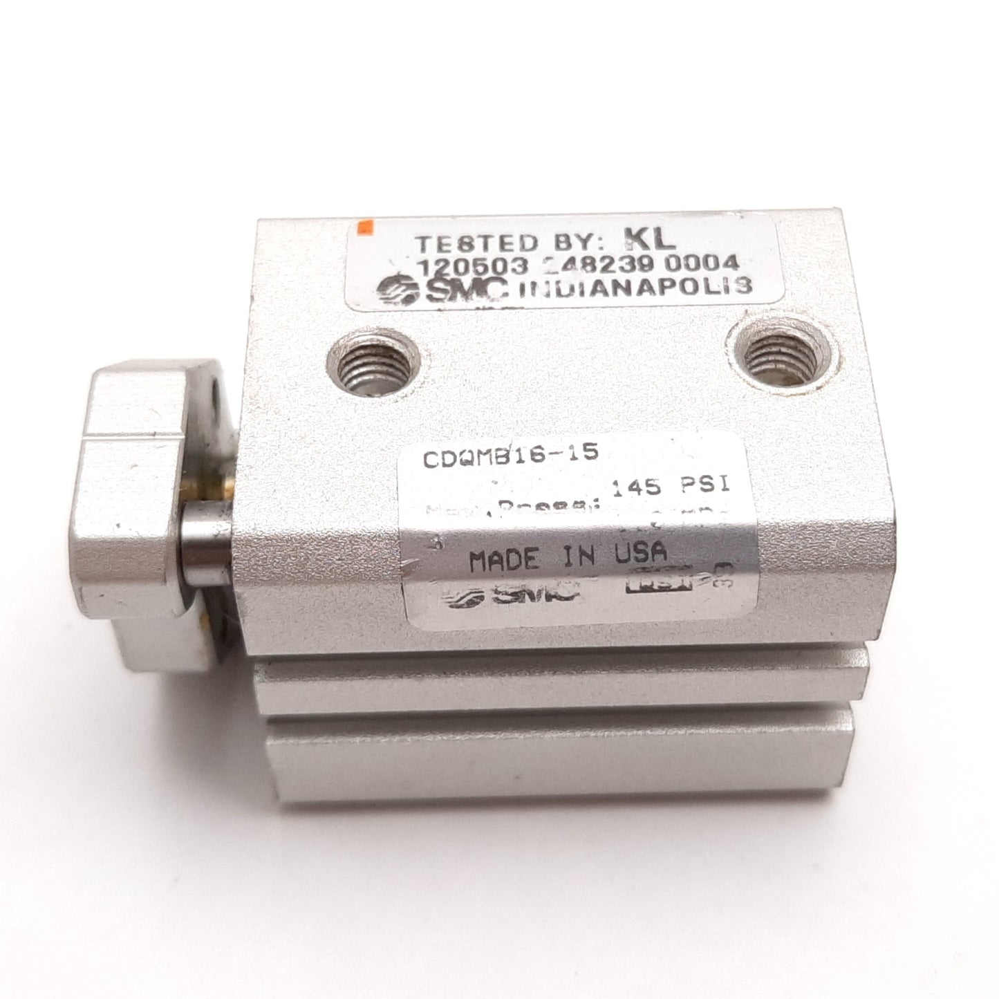 Used SMC CDQMB16-15 Compact Cylinder, Bore: 16mm, Stroke: 15mm, 1.0MPa, M5x0.8