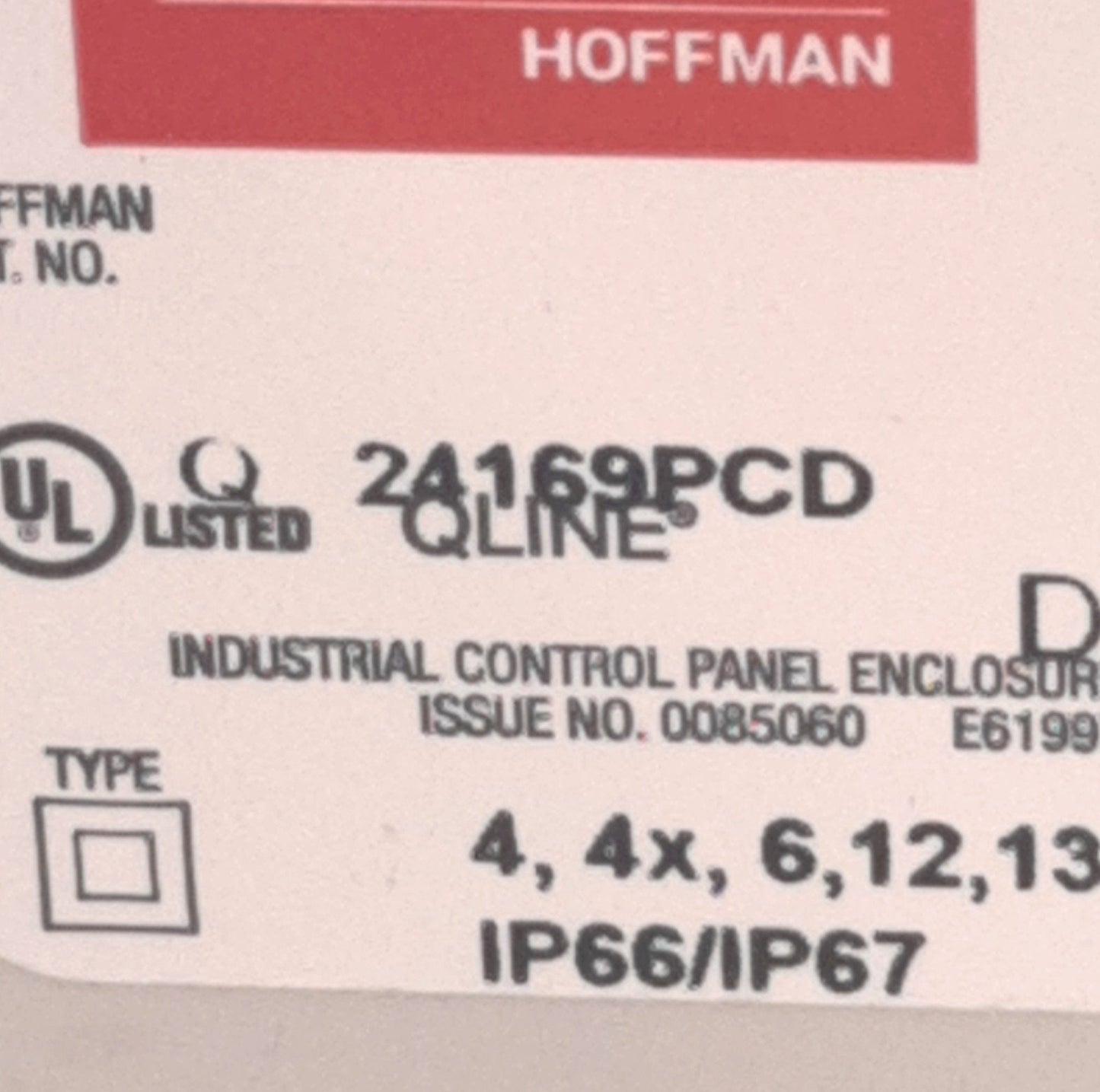 New – Open box Hoffman Q24169PCD Pushbutton Polycarbonate Enclosure 9.5" x 6.375" x 3.625"