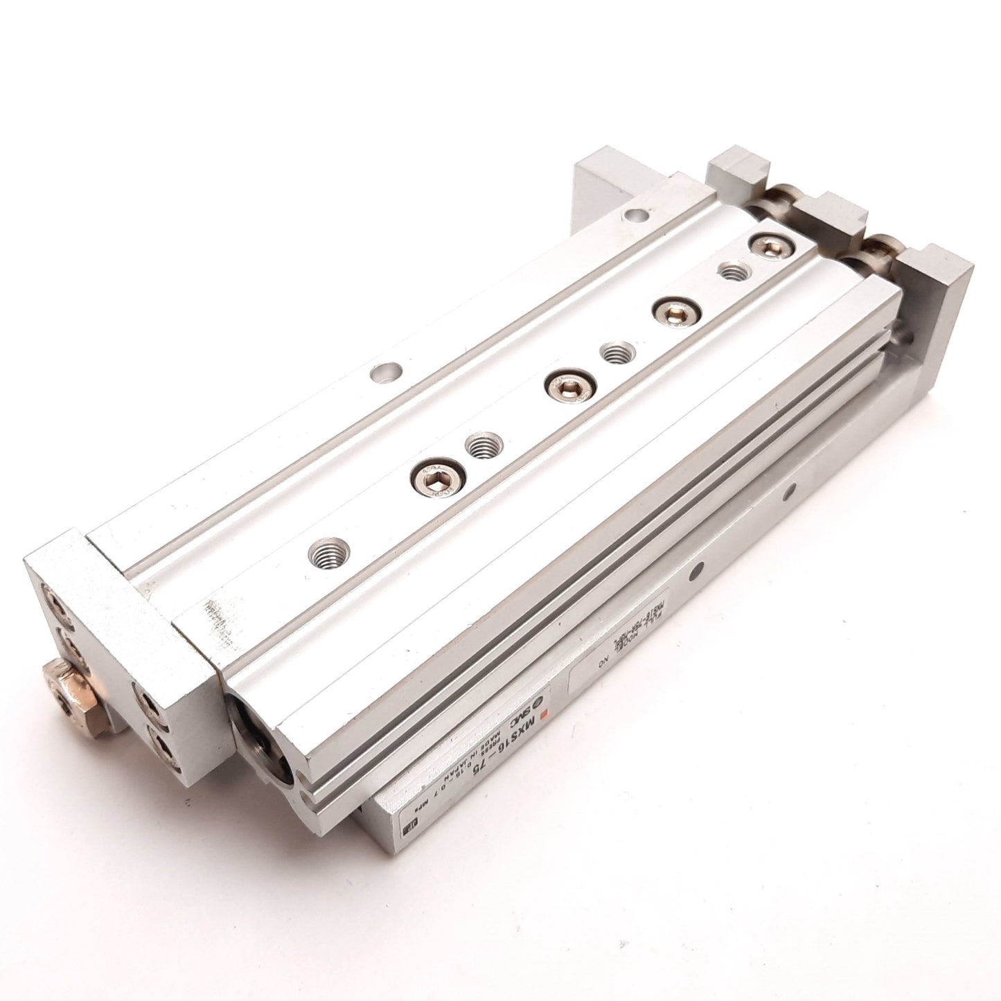 Used SMC MXS16-75 Air Slide Table, Bore: 16mm, Stroke: 75mm, Pressure: 0.15-0.7MPa
