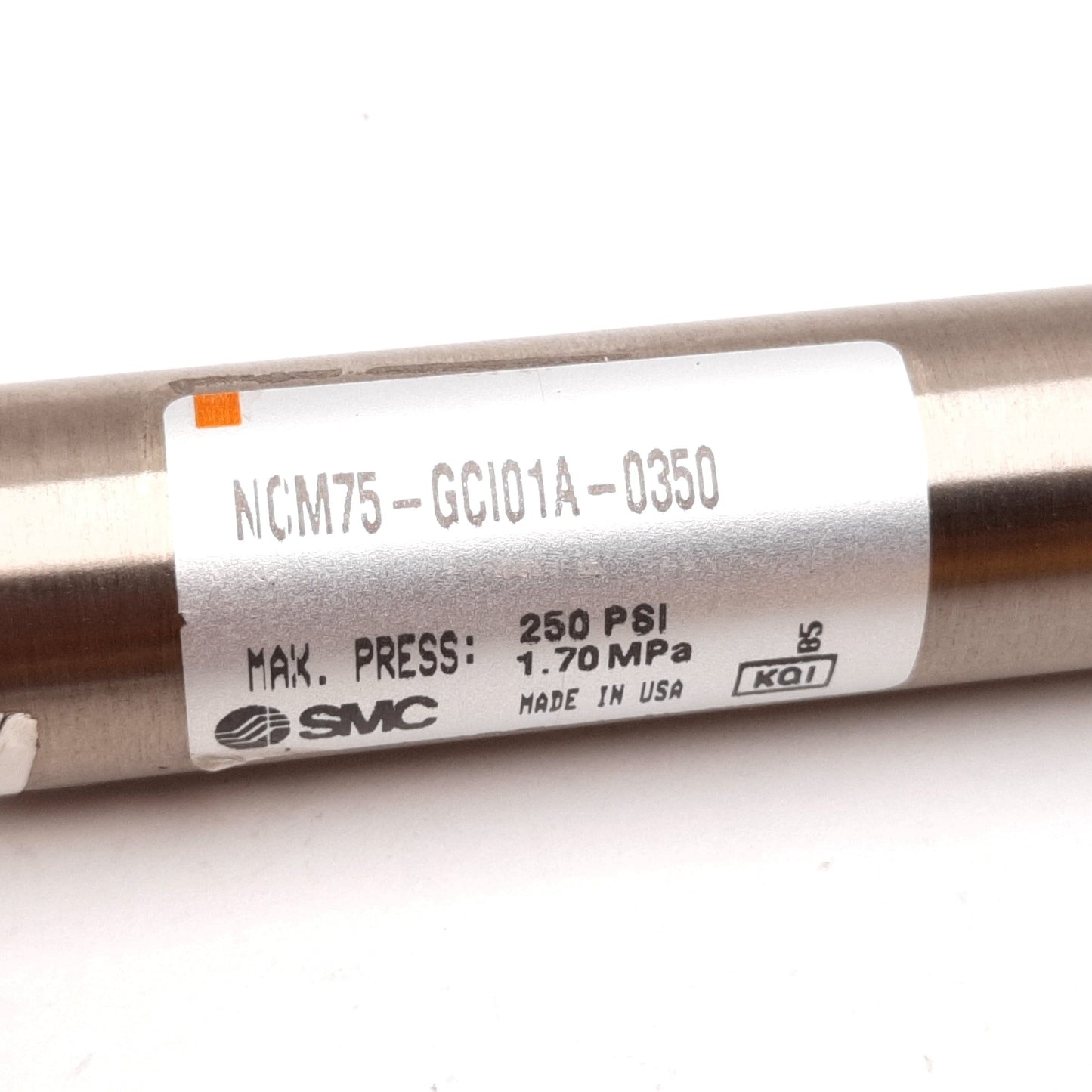 Used SMC NCM75-GCI01A-0350 Pneumatic Cylinder, Bore: 0.75", Stroke: 3.5", 1/8" NPT