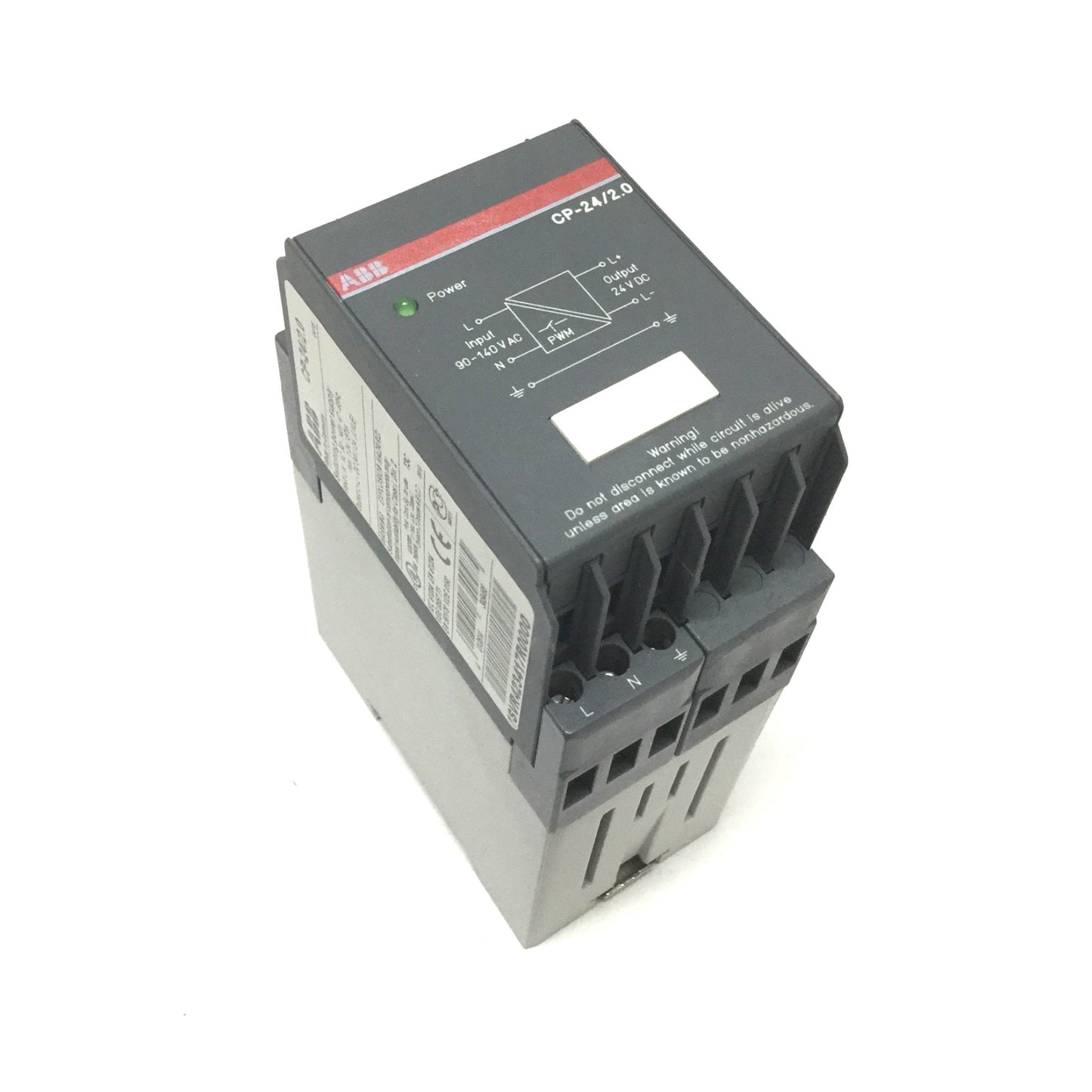 Used ABB CP-24/2.0 Switching Power Supply 90-140VAC Input, 24VDC 2A Output, DIN Mount