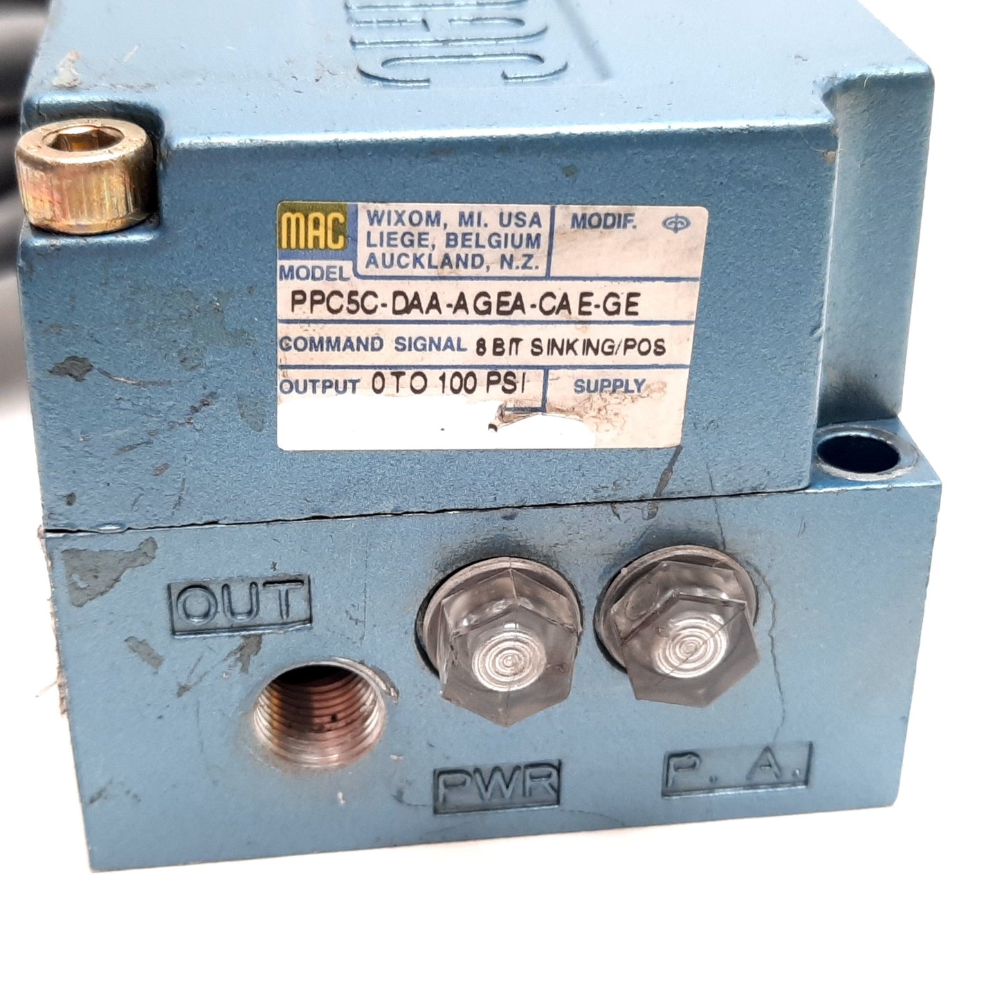Used MAC PPC5C-DAA-AGEA-CAE-GE Proportional Pressure Controller, Pressure 0-100psi
