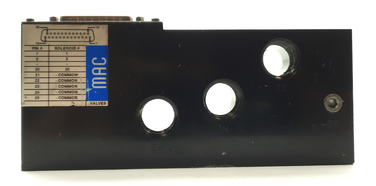 Used MAC Valves M-93012-25-3=1705 MAConnect Right End Block, DB25 Male, - Common