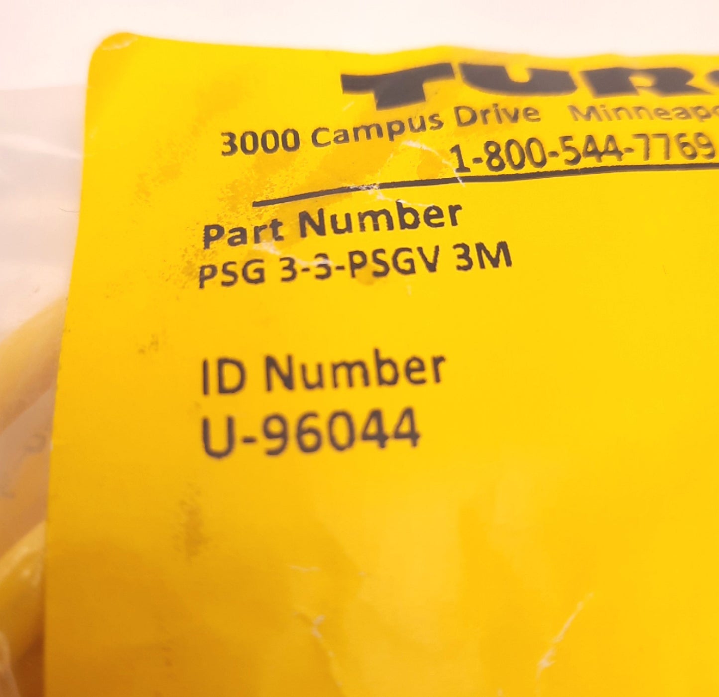 New – Open box Turck PSG 3-3-PSVG3M U-96044 Picofast Cordset M8 Male to Female 3m Length