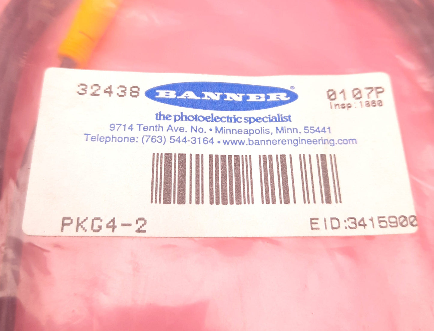 New – Open box Banner Engineering PKG4-2 32438 Sensor Cordset M8 4-Pin Quick Disconnect, 2m