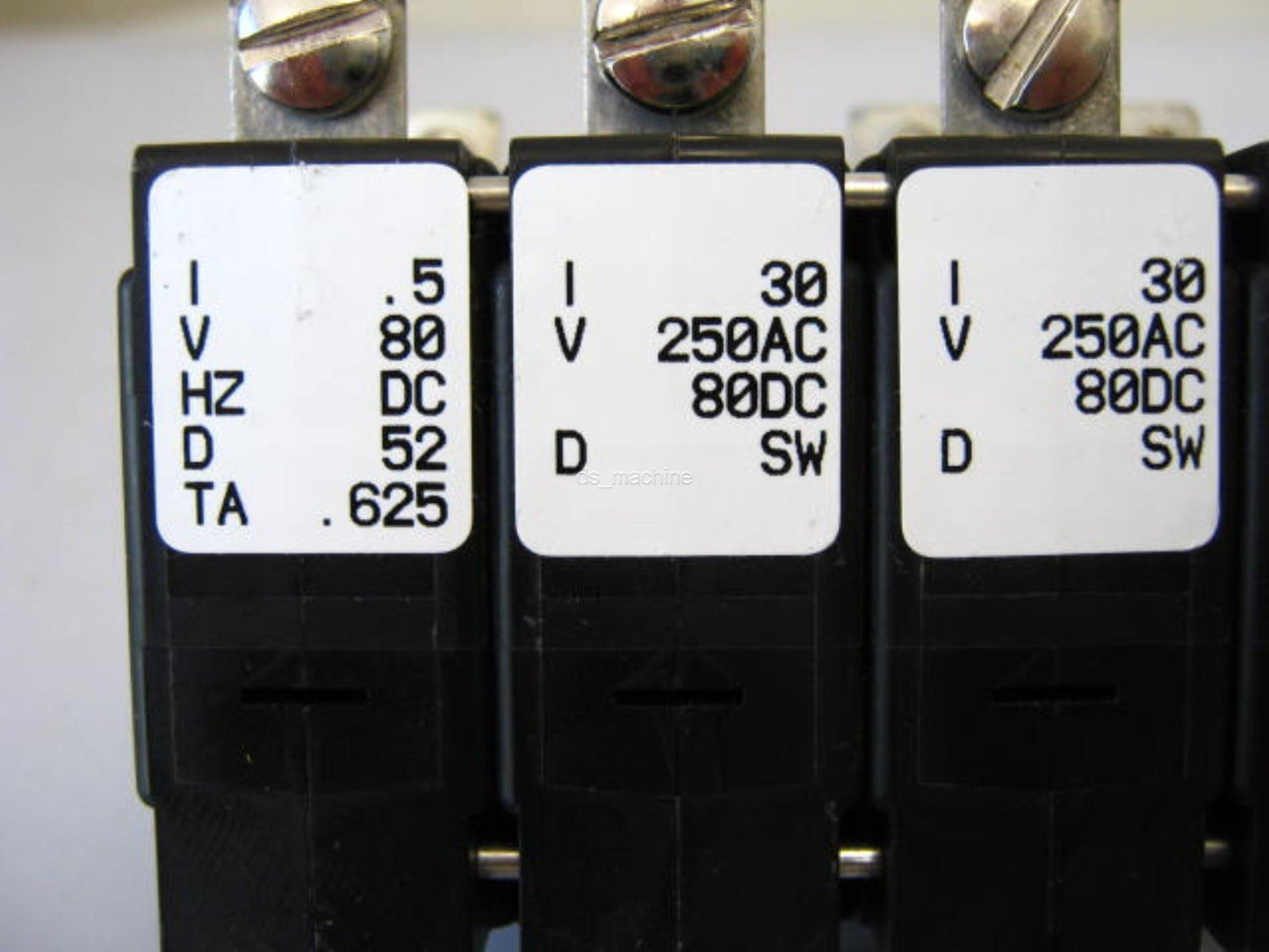 Used Airpax IUG60000-29079-2 4 30A Breakers @ 250VAC & 1 500mA Breaker @ 80VDC