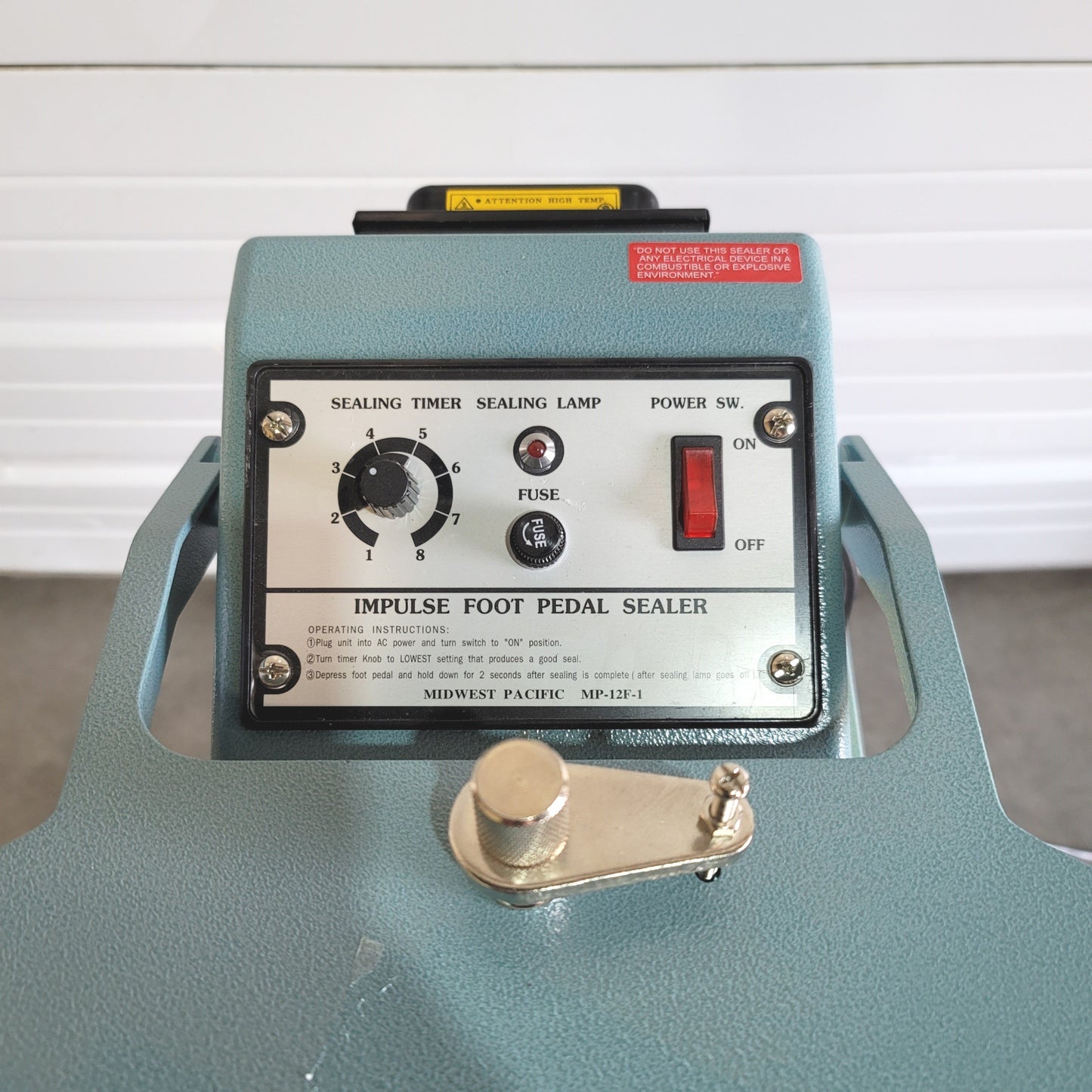 Used Midwest Pacific MP-12F1 Foot Operated Impulse Bag Sealer 5/64" Seal, 12" Wide