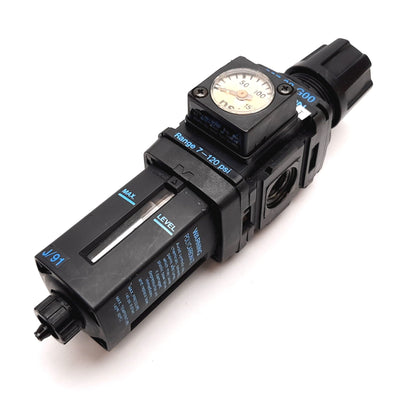 Used Wilkerson C07-02-G00 Pneumatic Filter Regulator, Set: 7-120psi, 1/4" NPT