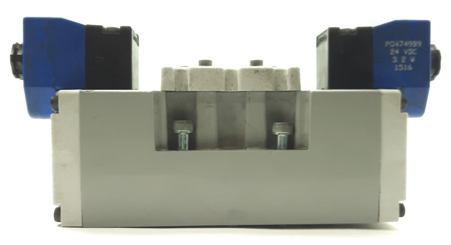 Used Parker H25VXXG0B9D Double Solenoid Valve, 4-Way 3-Position, 2.8Cv, 24VDC