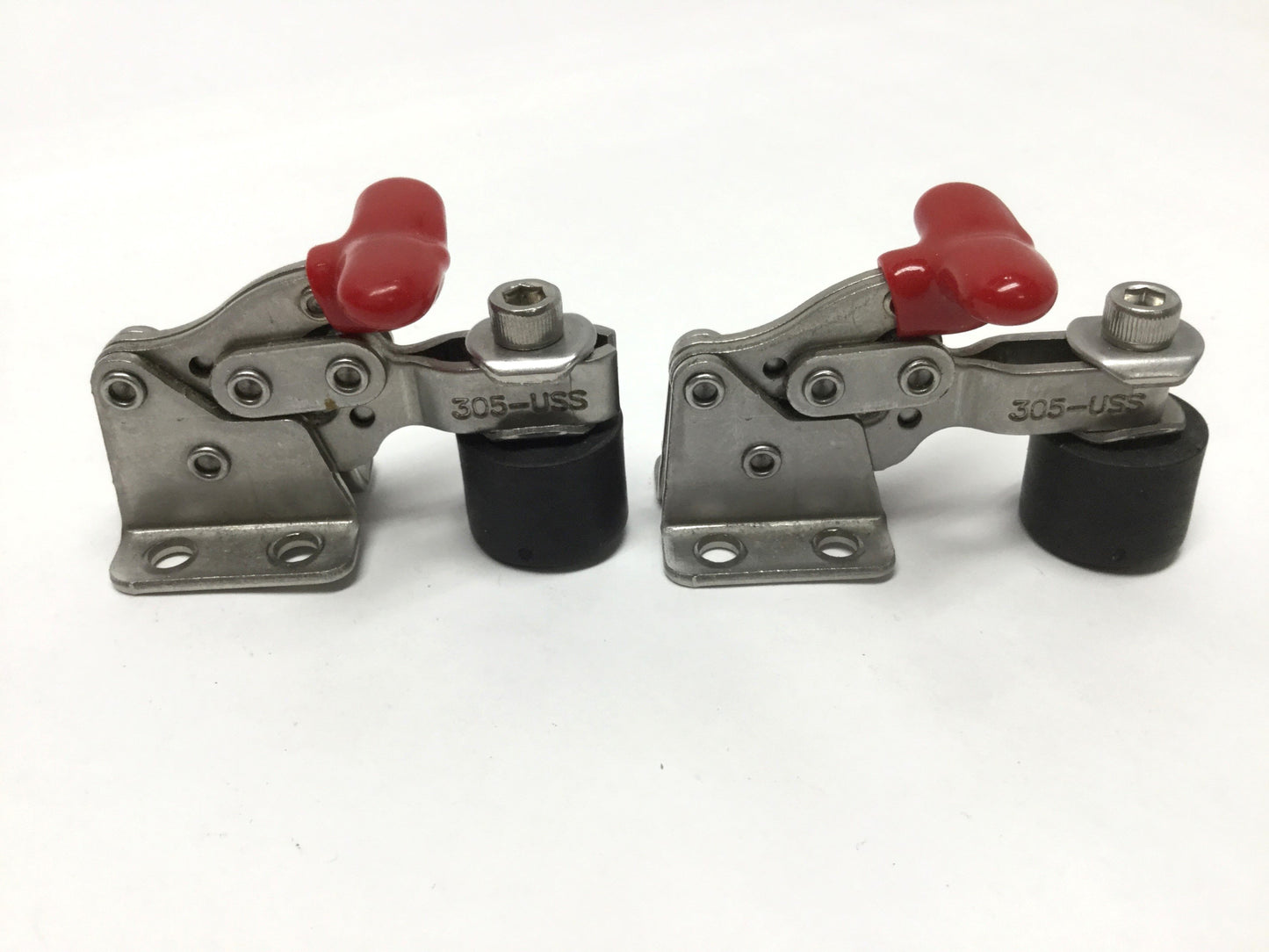 Used Lot of 2 Destaco 305-USS Stainless Horizontal Hold Down Clamp Flanged Base U-Bar