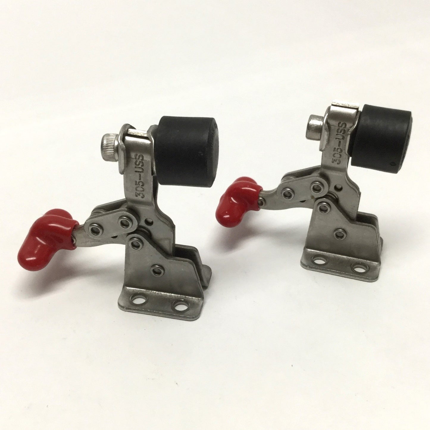 Used Lot of 2 Destaco 305-USS Stainless Horizontal Hold Down Clamp Flanged Base U-Bar