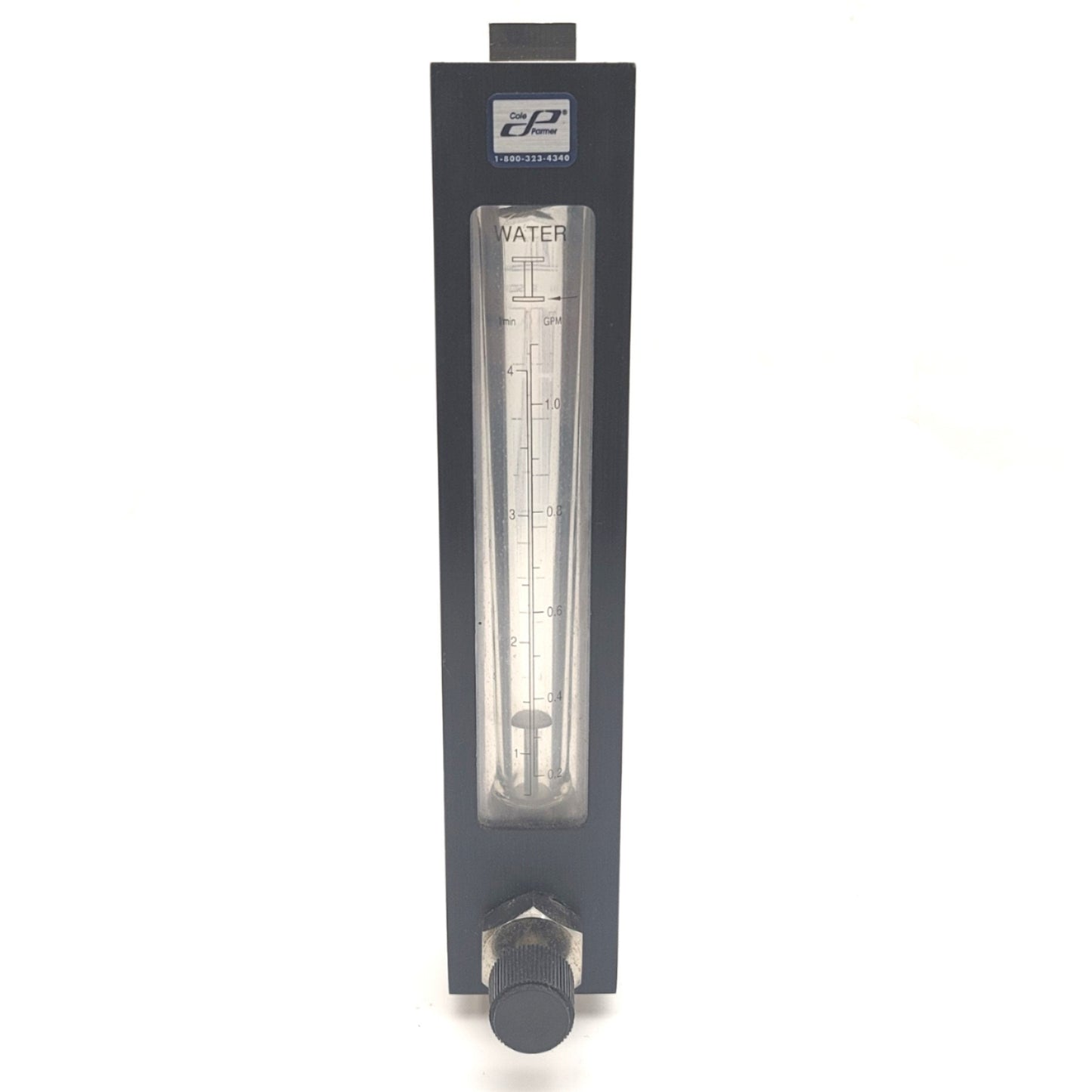 Used Cole Parmer VMRI-010030 2-Scale Valved Flow Meter For Air Or Water 5SCFM/1GPM