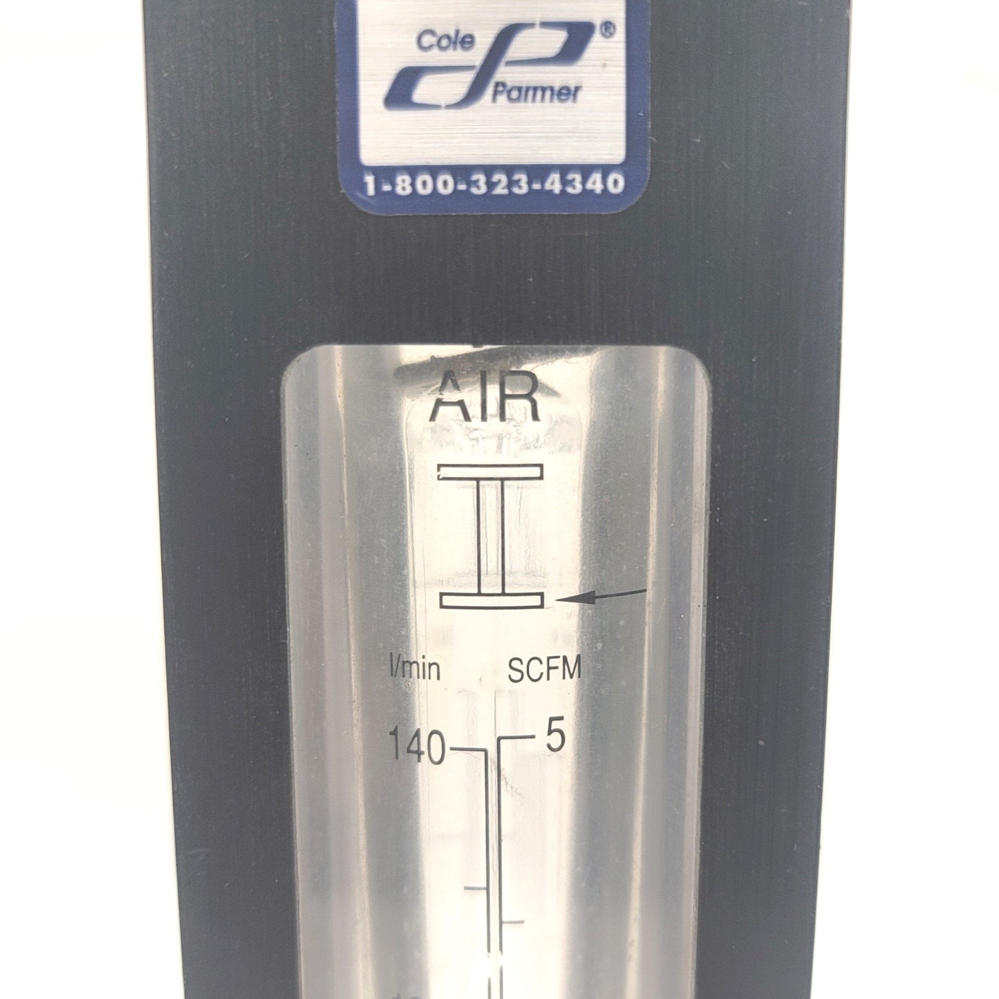 Used Cole Parmer VMRI-010030 2-Scale Valved Flow Meter For Air Or Water 5SCFM/1GPM